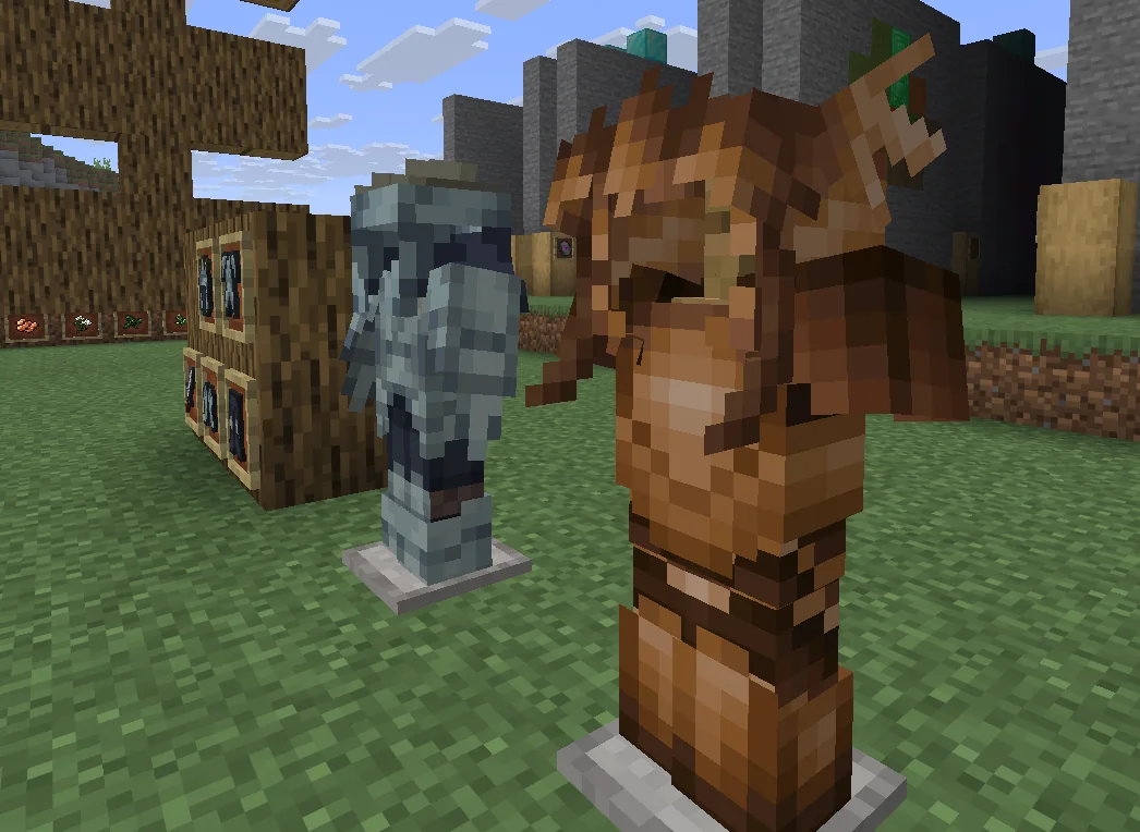 Close-up of the custom Bronze armour set in Minecraft